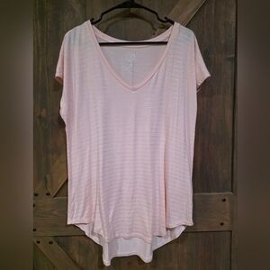 Maurices 24/7 Pink V-neck Blouse- Size Large
